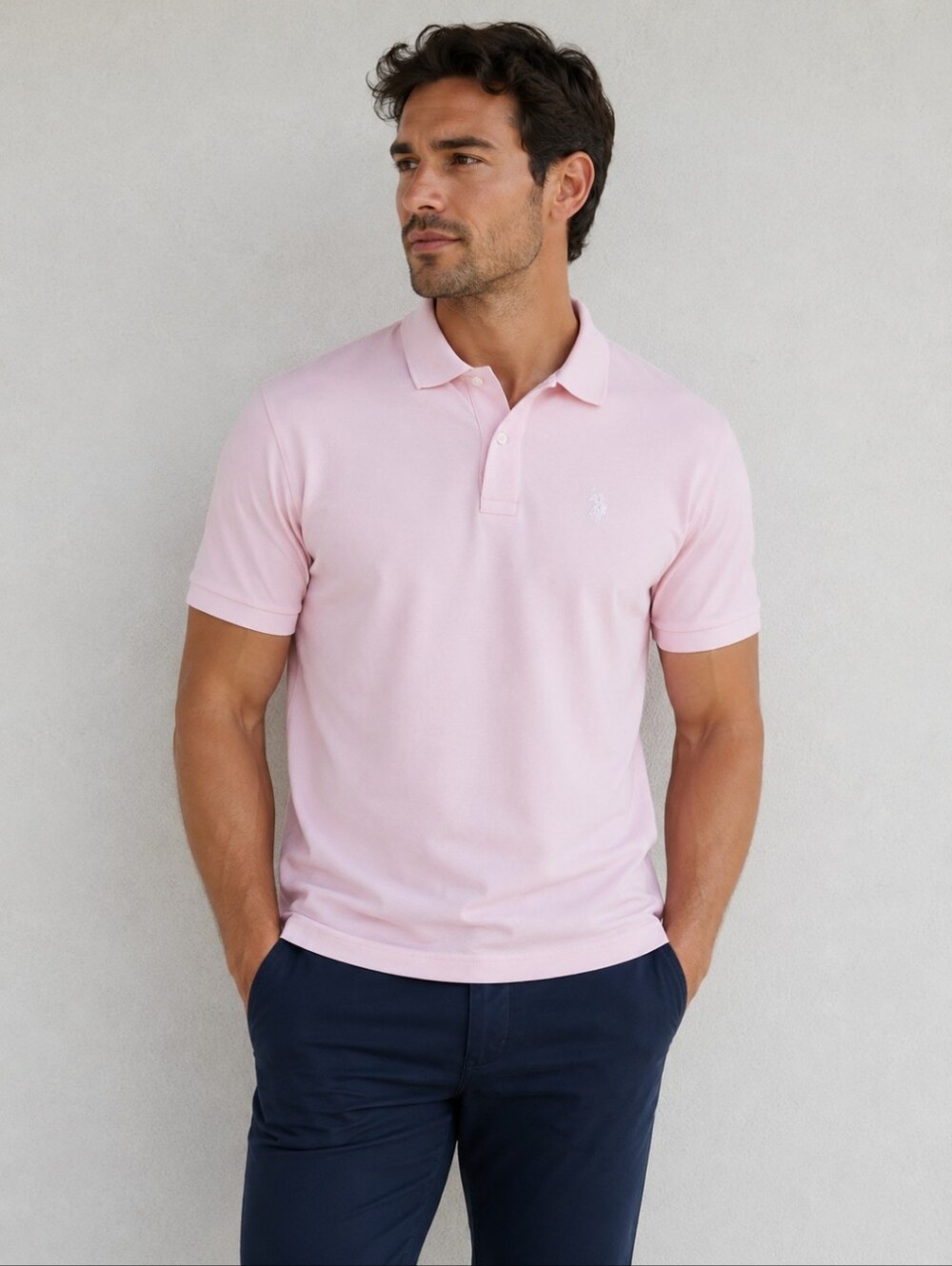 U.S. Polo Assn. Men's Light Pink 100% Cotton Polo Shirt